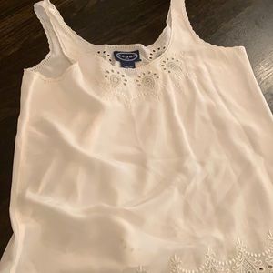 Scoop lace trim ivory silk tank xs